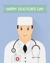 National Day of the doctor. Greeting card in a flat design. Hap Royalty Free Stock Photo