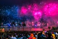 National Day Fireworks Display Fireworks light up Victoria Harbour of Hong Kong