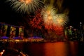 National Day Parade (NDP) Rehearsal Fireworks at at Marina Bay Sands in Singapore. Royalty Free Stock Photo