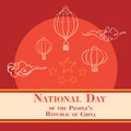 National day of people china concept background, cartoon style