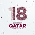 National Day of Qatar. A national holiday celebrating the union and gaining independence Qatar December 18 1878. Large group of pe