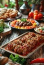 National Day of Turkey, national Turkish cuisine, traditional Turkish dishes, assorted Turkish food Royalty Free Stock Photo