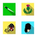 National Dirk Dagger, Thistle National Symbol, Sporran,glengarry.Scotland set collection icons in flat style vector