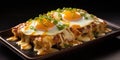 National dish of Japan, katsudon. Dish close-up. Generative AI