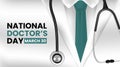 National doctors day background design with a doctor suit and stethoscope Royalty Free Stock Photo