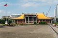 The National Dr. Sun Yat-Sen Memorial Hall with blue sky and cloud and construction crane in background in Taipei, Taiwan