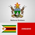 National Emblem and flag of Zimbabwe Royalty Free Stock Photo