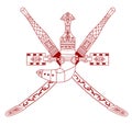 National emblem of Oman Coat of Arms Khanjar dagger and two c