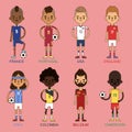 National Euro Cup soccer football teams vector illustration and world game player Royalty Free Stock Photo