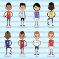 National Euro Cup soccer football teams vector illustration and world game player captain leader in uniform sport men