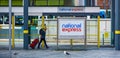 National Express Bus stop in Liverpool - LIVERPOOL, UK - AUGUST 16, 2022 Royalty Free Stock Photo