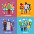 National Families Icons Set Royalty Free Stock Photo