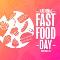 National Fast Food Day. November 16. Holiday concept. Template for background, banner, card, poster with text