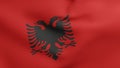 National flag of Albania waving 3D Render, Republic of Albania flag textile, Flamuri Kombetar or Flamuri i Republikes se Royalty Free Stock Photo