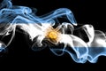 National flag of Argentina made from colored smoke isolated on black background. Abstract silky wave background Royalty Free Stock Photo