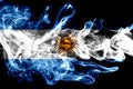 National flag of Argentina made from colored smoke isolated on black background. Abstract silky wave background. Royalty Free Stock Photo