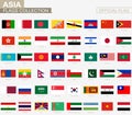 National flag of Asian countries, official vector flags collection