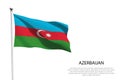 national flag Azerbaijan waving on white background