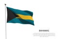 National flag Bahamas waving on white background