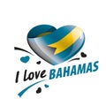 National flag of the Bahamas in the shape of a heart and the inscription I love Bahamas. Vector illustration Royalty Free Stock Photo