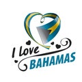 National flag of the Bahamas in the shape of a heart and the inscription I love Bahamas. Vector illustration Royalty Free Stock Photo