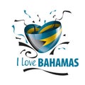 National flag of the Bahamas in the shape of a heart and the inscription I love Bahamas. Vector illustration Royalty Free Stock Photo