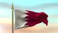 National Flag of Bahrain waving in the wind against the sunset sky background slow motion