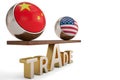 National flag balls on trade seesaw balance 3D illustration.