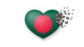 National flag of Bangladesh in heart illustration. With love to Bangladesh country. The national flag of Bangladesh fly out small Royalty Free Stock Photo