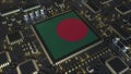 National flag of Bangladesh on the operating chipset. Bangladeshi information technology or hardware development related