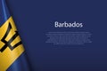 national flag Barbados isolated on background with copyspace