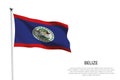 National flag Belize waving on white background