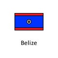 National flag of Belize in simple colors with name icon