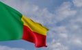 National flag Benin, Benin flag, fabric flag Benin, blue sky background with Benin flag, 3D work and 3D image Royalty Free Stock Photo