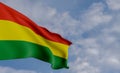 National flag Bolivia, Bolivia flag, fabric flag Bolivia, blue sky background with Bolivia flag, 3D work and 3D image