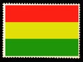 National flag of Bolivia illustration. Official colors and proportion of flag of Bolivia .Old postage stamp isolated on black bac