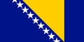 National Flag Bosnia and Herzegovina, BiH, wide medium blue yellow right triangle abutting the band and the top of the flag, the