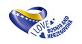 National flag of the Bosnia and Herzegovina in the shape of a heart and the inscription I love Bosnia and Herzegovina Royalty Free Stock Photo