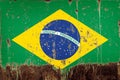 National flag of Brazil on metal texture Royalty Free Stock Photo