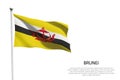 national flag Brunei waving on white background