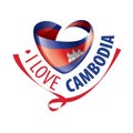 National flag of the Cambodia in the shape of a heart and the inscription I love Cambodia. Vector illustration Royalty Free Stock Photo