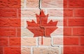 National flag of canada on a brick background