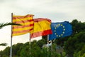 The national flag of Catalonia, Spain and Europe. Royalty Free Stock Photo