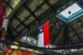 National flag of Chile hangs on the ceiling of market in Santiago Royalty Free Stock Photo