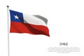 National flag Chile waving on white background