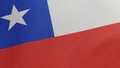 National flag of Chile waving original size and colors 3D Render, La Estrella Solitaria or The Lone Star, Republic of