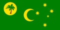 National Flag Cocos Islands, Keeling, Green, with a palm tree on a gold disc in the canton, a gold crescent in the centre of the