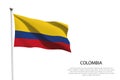 National flag Colombia waving on white background