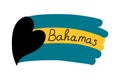 National flag of the Commonwealth of the Bahamas with black heart, vector illustration handwritten on a white background. Stylized