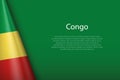 national flag Congo isolated on background with copyspace